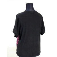 Bluzeczka z szydełkową koronką czarno/wrzosowa