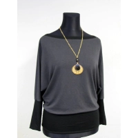 Bluza Brenda szaro/czarna KIMONO z dzianiny melanżowej