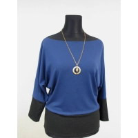 Bluzka Brenda XXL niebiesko/grafitowy sweter kimono