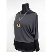 Bluza Brenda szaro/czarna KIMONO z dzianiny melanżowej