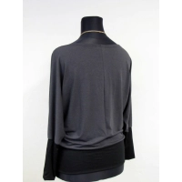 Bluza Brenda szaro/czarna KIMONO z dzianiny melanżowej