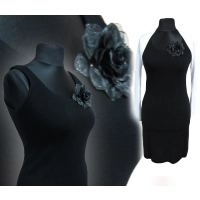 Sukienka ołówkowa - czarna princeska bez rękawów