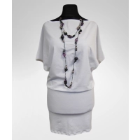 Sukienka Dajana z krótkim rękawem kimono - biała