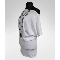 Sukienka Dajana z krótkim rękawem kimono - biała