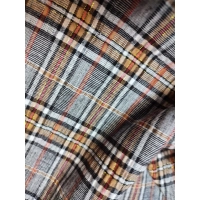 Kreszowana tkanina KRATA kratka szary MOCCA złota nitka