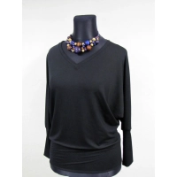 Adelle - luźna bluzka kimono z dekoltem i ściągaczami czarna