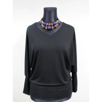 Adelle - luźna bluzka kimono z dekoltem i ściągaczami czarna