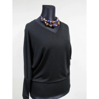 Adelle - luźna bluzka kimono z dekoltem i ściągaczami czarna