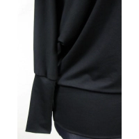 Adelle - luźna bluzka kimono z dekoltem i ściągaczami czarna