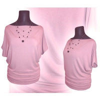 Tunika Nelly XXL kimono z marszczeniem - różowa