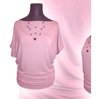 Tunika Nelly XXL kimono z marszczeniem - różowa