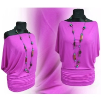 Tunika Nelly kimono z marszczeniem na biodrach - fuksja