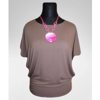 Bluzka Sonia w luźnym stylu oversize krótki rękaw - latte