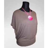 Bluzka Sonia w luźnym stylu oversize krótki rękaw - latte