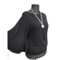 Bluzka wizytowa czarna - rękawy motyle