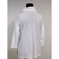 Tunika dresowa z golfem i srebrną kieszonką - biała