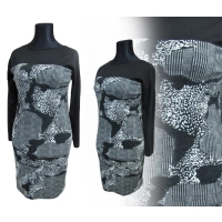 Sukienka ołówkowa z ciepłej dzianiny szaro/czarna