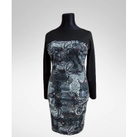 Sukienka ołówkowa z ciepłej dzianiny szaro/czarna