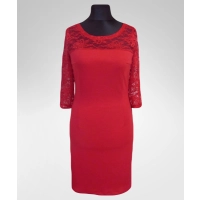 Sukienka Michelle - ołówkowa z czerwoną koronką