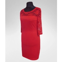 Sukienka Michelle - ołówkowa z czerwoną koronką