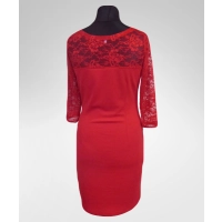 Sukienka Michelle - ołówkowa z czerwoną koronką