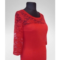 Sukienka Michelle - ołówkowa z czerwoną koronką