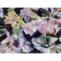 Duża sukienka plażowa - eleganckie PAREO XXL szyfon liliowe kwiaty