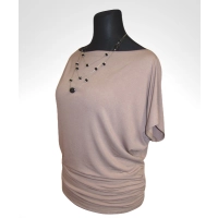 Tunika Nelly XL kimono z marszczeniem na biodrach - beige