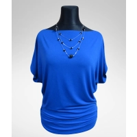 Tunika XXL kimono z marszczeniem na biodrach - chabrowa