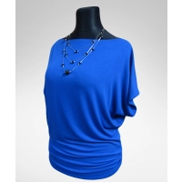 Tunika XXL kimono z marszczeniem na biodrach - chabrowa