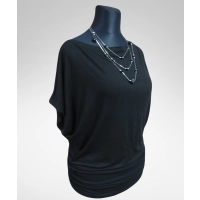 Tunika Nelly XXL kimono z marszczeniem na biodrach - czarna