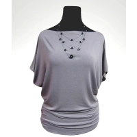 Tunika Nelly XXL kimonowa z marszczeniem na biodrach - szara