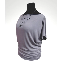 Tunika Nelly XXL kimonowa z marszczeniem na biodrach - szara