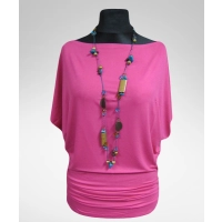 Tunika Nelly XXL kimono z marszczeniem na biodrach - fuksja