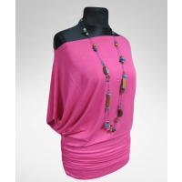 Tunika Nelly XXL kimono z marszczeniem na biodrach - fuksja