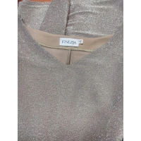 Wieczorowa tunika błyszcząca brokatem beżowa - luźny fason