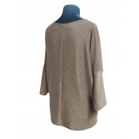 Wieczorowa tunika błyszcząca brokatem beżowa - luźny fason