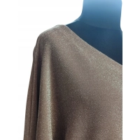 Wieczorowa tunika błyszcząca brokatem beżowa - luźny fason