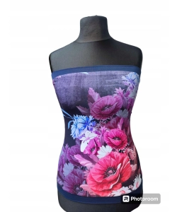 Krótki top damski plażowy Bluzka bez ramiączek - czerwone kwiaty