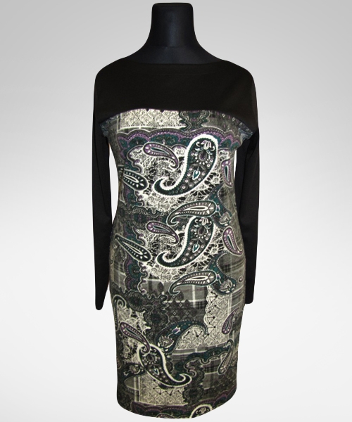 Sukienka ołówkowa z ciepłej dzianiny - orientalny wzór