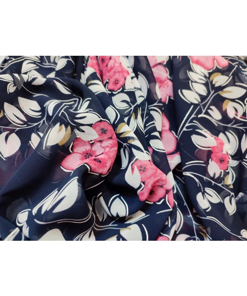 Duża sukienka plażowa - eleganckie PAREO XXL szyfon różowe kwiaty