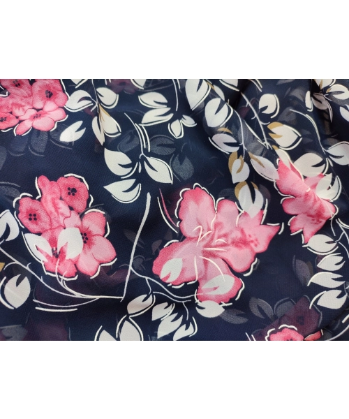 Duża sukienka plażowa - eleganckie PAREO XXL szyfon różowe kwiaty