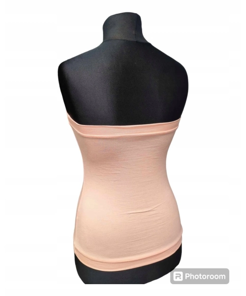 Krótki top damski plażowy Bluzka bez ramiączek - brzoskwinia