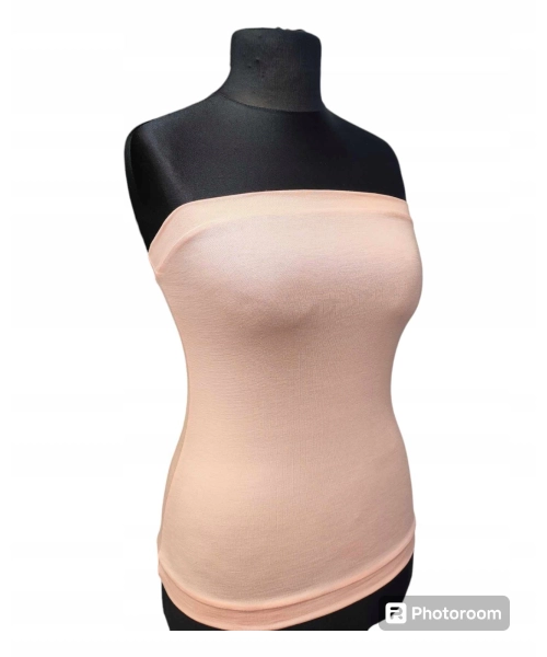 Krótki top damski plażowy Bluzka bez ramiączek - brzoskwinia