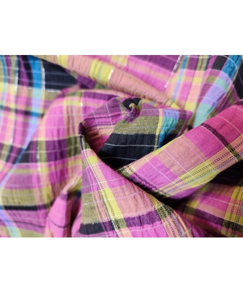 Tkanina bawełniana KRATKA ze srebrną niteczką KUPON 2,75x1,50