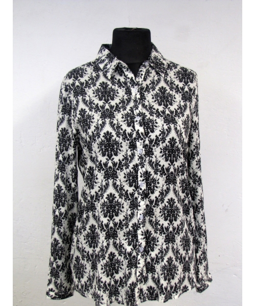 Elegancka bluzka koszulowa z czarno/ białym wzorem