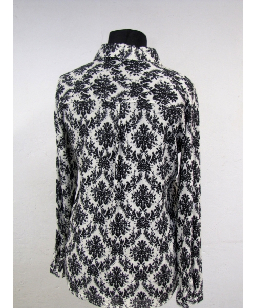 Elegancka bluzka koszulowa z czarno/ białym wzorem