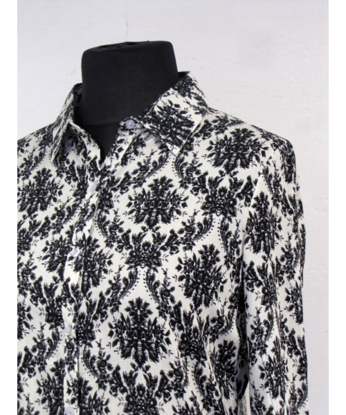 Elegancka bluzka koszulowa z czarno/ białym wzorem