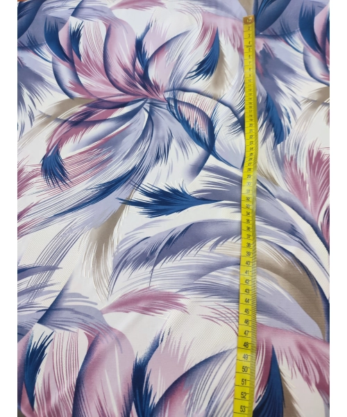 Elastyczna dzianina Jersey - fioletowe i niebieskie piórka