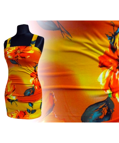 Sukienka plażowa - duże pomarańczowe kwiaty